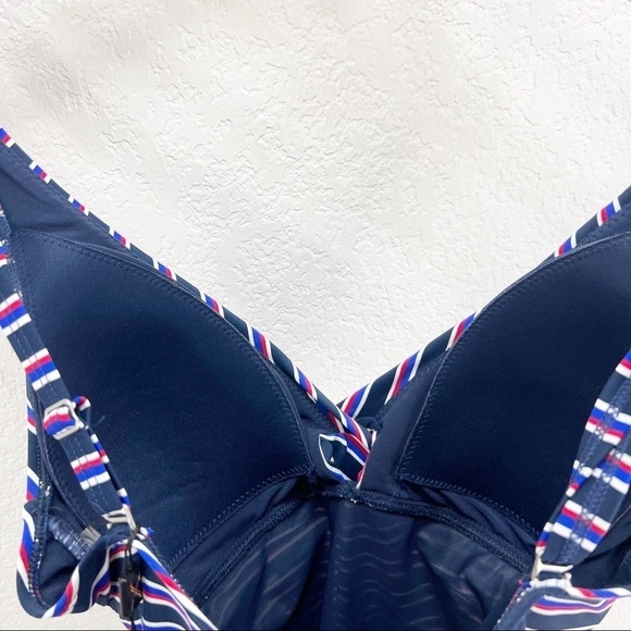 Niptuck Sailor Stripe Navy Cross Front One Piece Swimsuit Size US 6 NWT - Picture 9 of 10